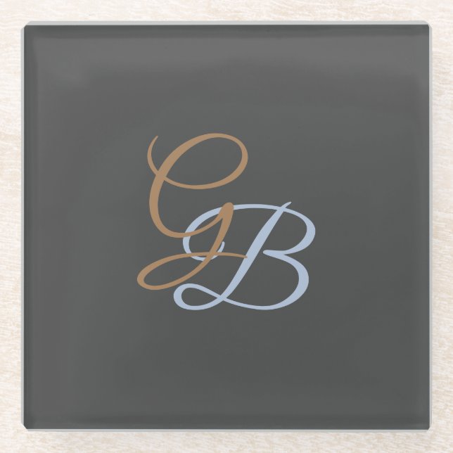 Dessous-de-verre En Verre Écriture moderne monogramme simple minimaliste (Devant)