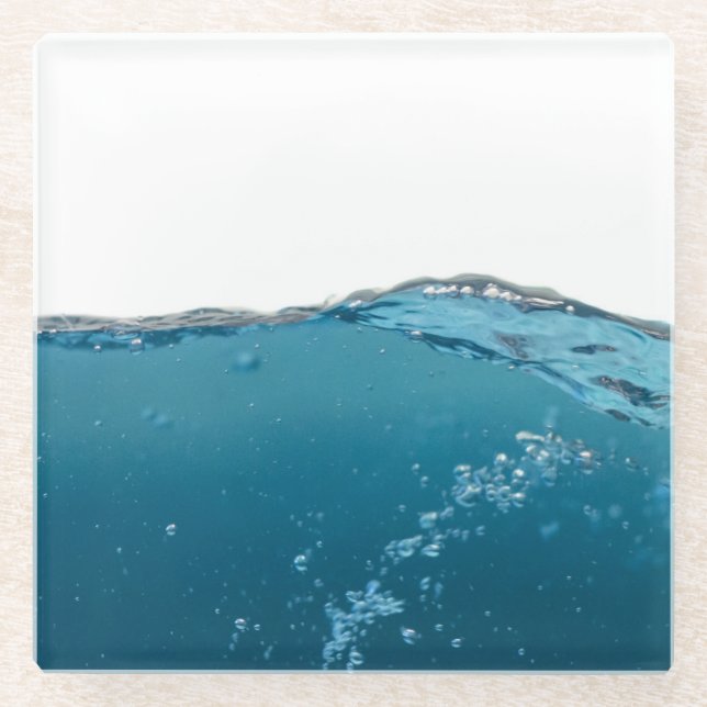 Dessous-de-verre En Verre Effacer la vague bleue (Devant)