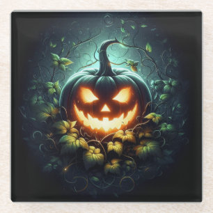 Dessous-de-verre En Verre Éffrayant nature brillant Halloween citrouille