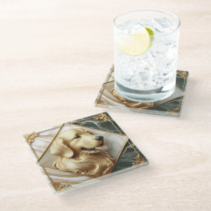Dessous-de-verre En Verre Élégance en marbre d'or sophistiquée
