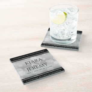 Dessous-de-verre En Verre Élégant 25e anniversaire de Mariage d'argent