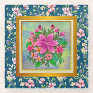 Dessous-de-verre En Verre Élégant bouquet de fleurs botaniques à l'aquarelle