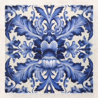 Dessous-de-verre En Verre Élégant Chic Delware Blue Flower