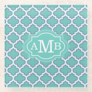 Dessous-de-verre En Verre Élégant monogramme personnalisé Motif Quatrefoil T