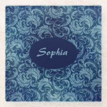 Elégant motif de Damas Vintage bleu