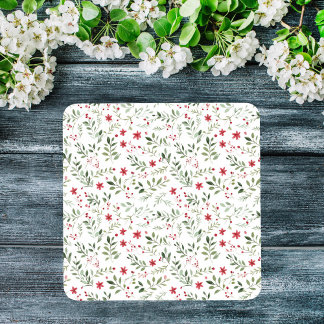 Dessous-de-verre En Verre Élégant Noël Floral minimaliste Motif