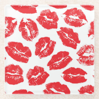Dessous-de-verre En Verre Empreinte Kiss Lèvres rouges : Vintage sans fil
