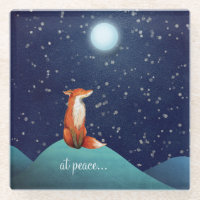 en paix ~ Renard charmant assis sous une Pleine lu