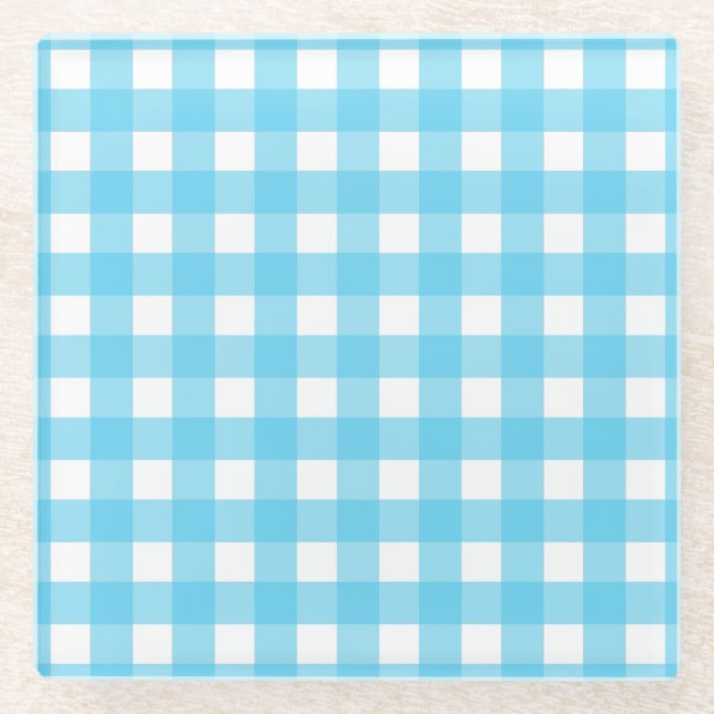 Dessous-de-verre En Verre En vichy bleu cérusé clair (Devant)