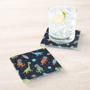 Dessous-de-verre En Verre Enfants Dinosaur Astronaut Motif