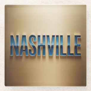 Dessous-de-verre En Verre Ensemble de dessous de verre bleu or de Nashville
