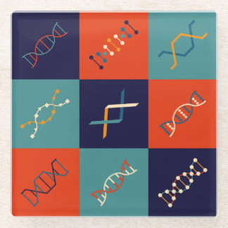 Dessous-de-verre En Verre Ensemble de motifs de biologie de la tige génétiqu