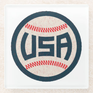 Dessous-de-verre En Verre Équipe de baseball USA