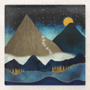 Dessous-de-verre En Verre Escalade en montagne d'or