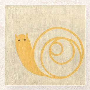 Dessous-de-verre En Verre Escargot jaune sur Arrière - plan crème