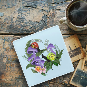 Dessous-de-verre En Verre Escargots cubains champignons violets