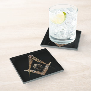 Dessous-de-verre En Verre Esprit maçonnique (or)