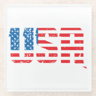 Dessous-de-verre En Verre États-Unis patriotiques en rouge, blanc et bleu