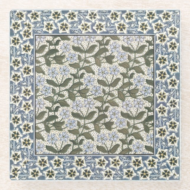 Dessous-de-verre En Verre Été Périwinkel Fleur Plutôt Élégant Floral (Devant)