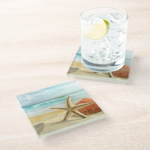 Dessous-de-verre En Verre Étoiles de mer en verre de Dessous de verre-Plage