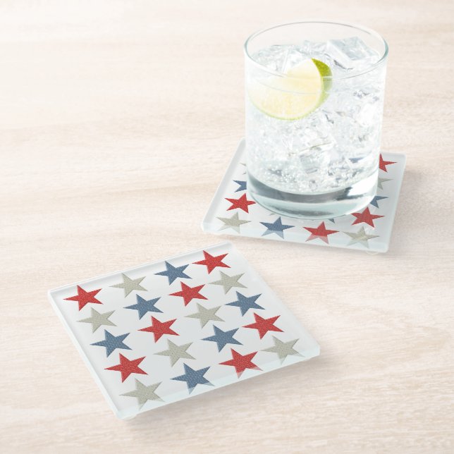 Dessous-de-verre En Verre Étoiles patriotiques (Incliné)