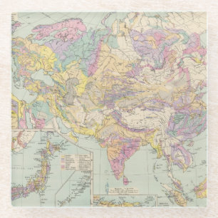Dessous-de-verre En Verre Europa d'Asien u - carte d'atlas de l'Asie et de