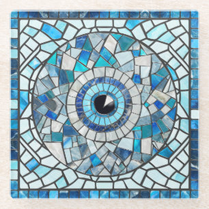 Dessous-de-verre En Verre Evil Oeil Amulet Mosaic Art