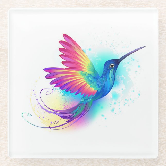 Dessous-de-verre En Verre Exotic Rainbow Hummingbird (Devant)