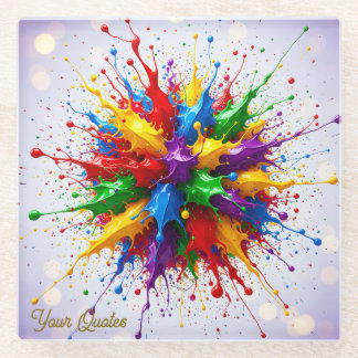 Dessous-de-verre En Verre Explosion de peinture liquide colorée - Art abstra