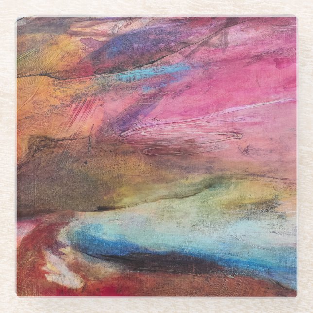 Dessous-de-verre En Verre Expression Fuchsia (Devant)