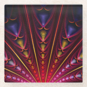 Dessous-de-verre En Verre Extraordinaire rose jaune noir fractal