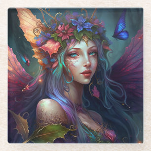 Dessous-de-verre En Verre Fairy Girl Imaginaire Art Dessous de verre en verr