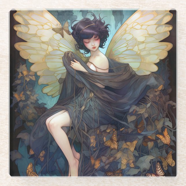 Dessous-de-verre En Verre Fairy Girl'Imaginaire Art (Devant)