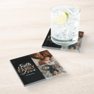 Dessous-de-verre En Verre Faith Family Love Dessous de verre de boisson pers