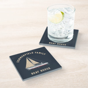 Dessous-de-verre En Verre Famille Vacances Beach House Personnalisé