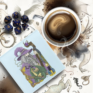 Dessous-de-verre En Verre Fantaisie Dragon Sorcier Violet