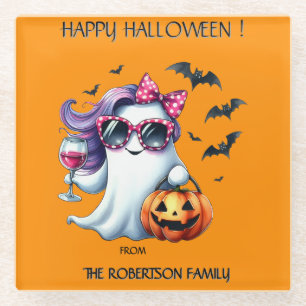 Dessous-de-verre En Verre Fantôme Féminin Épouvantable Halloween
