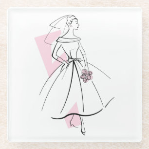 Dessous-de-verre En Verre Fashion Bride dessous de verre rose