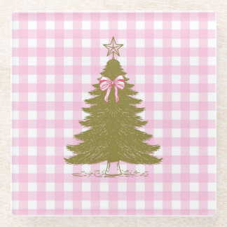 Dessous-de-verre En Verre Faye and Lauren Pink Holiday Coaster