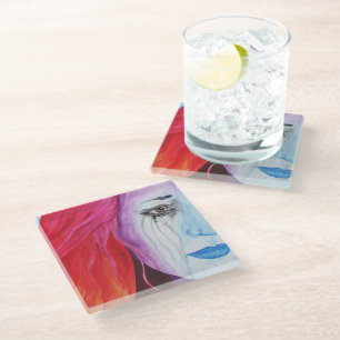 Dessous-de-verre En Verre Femme Arc-en-Ciel Surréaliste Perdant ses Couleurs