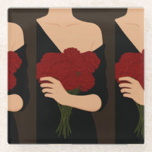 Femme aux fleurs rouges