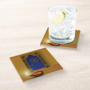 Dessous-de-verre En Verre Festive Happy Diwali Fireworks - Dessous de verre 