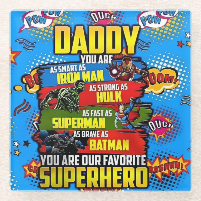 Dessous-de-verre En Verre Fête des pères - Superdad (Devant)