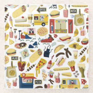 Dessous-de-verre En Verre Fête du Camion alimentaire : Motif de dessin