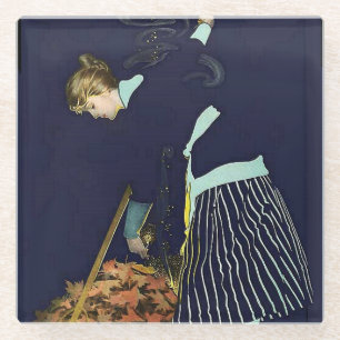 Dessous-de-verre En Verre Feu de feuilles d'automne par C Coles Phillips
