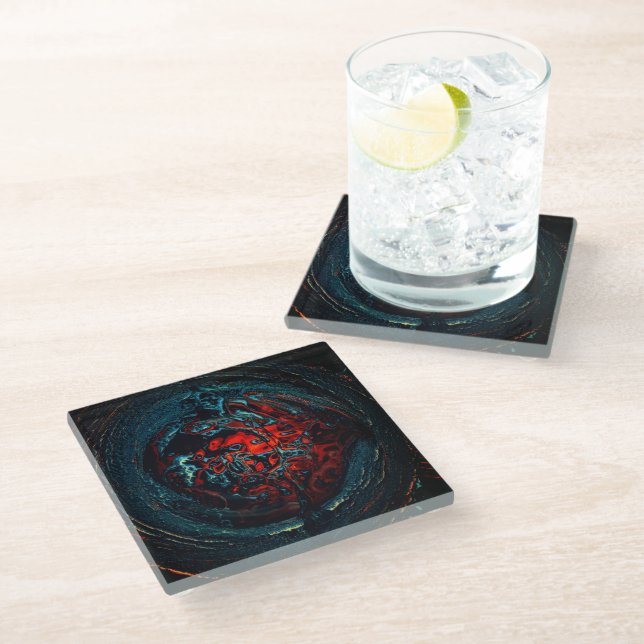 Dessous-de-verre En Verre Feu rouge d'enfer océanique (Incliné)