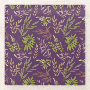Dessous-de-verre En Verre Feuilles botaniques : un dos violet époustouflant