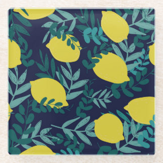 Dessous-de-verre En Verre Feuilles citron : arrière - plan d'illustration vi
