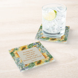 Dessous-de-verre En Verre Feuilles de tournesol Verset de la Bible Gardez un