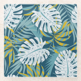 Dessous-de-verre En Verre Feuilles tropicaux colorés, modèle abstrait origin